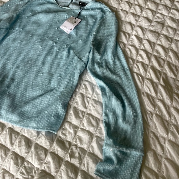 Whistles Light Blue Sequin Women's Top - Picture 6 of 14